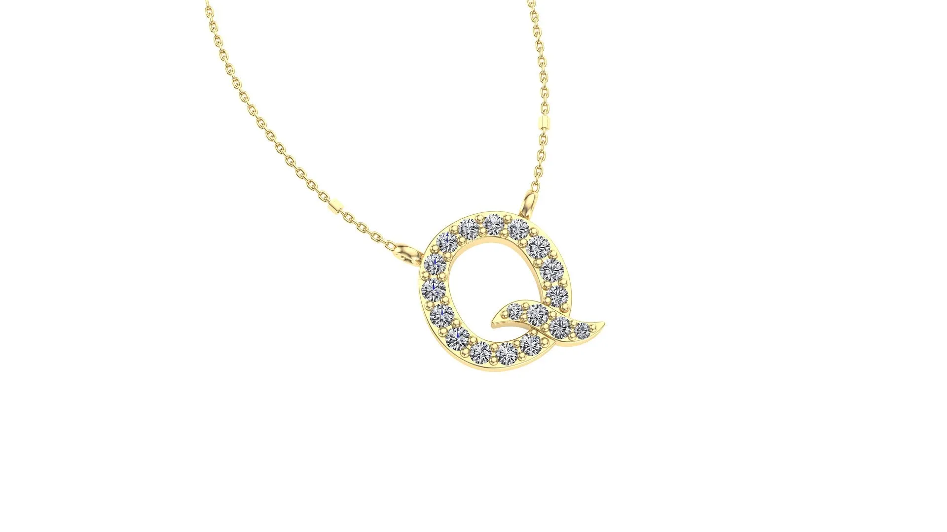 Initial Q Diamond Pendant 14K Gold DIP017