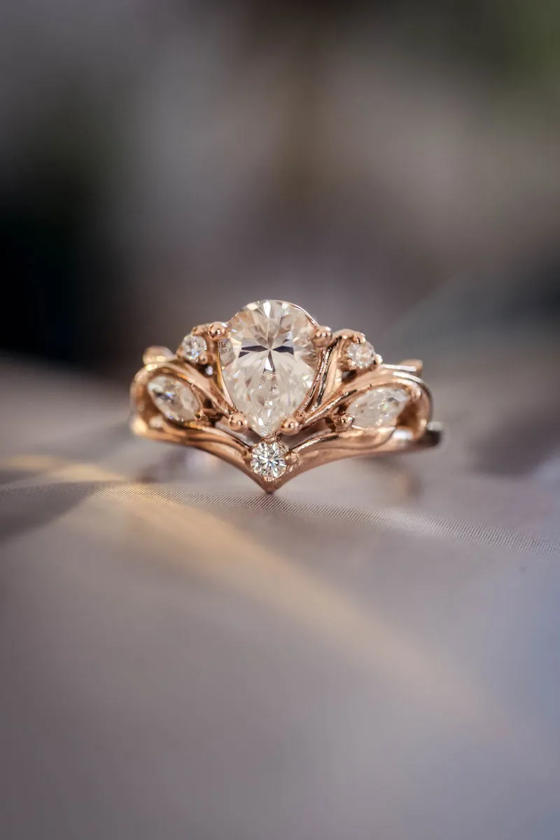 Lab grown diamond bridal ring set, rose gold stacking ring set / Swanlake