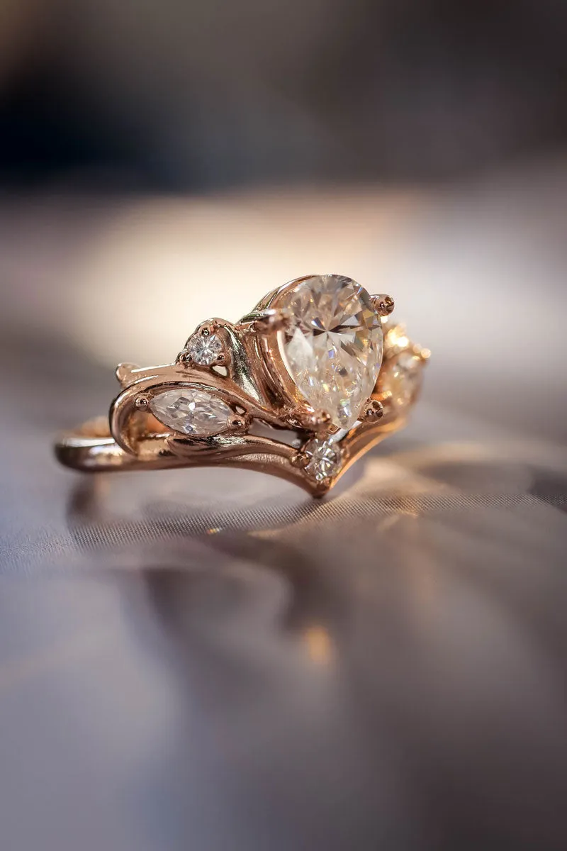 Lab grown diamond bridal ring set, rose gold stacking ring set / Swanlake