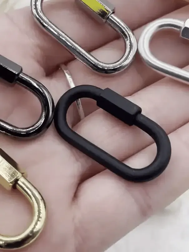 Large Oval Carabiner lock clasp. 2 Finishes, Brass Carabiner Screw Clasp, Carabiner Screw Pendant, Screw Connector Lock. Fast Ship
