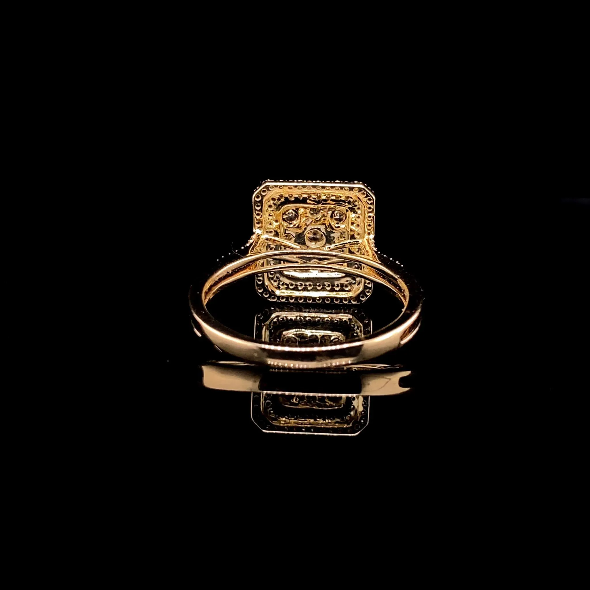 #LVNA2024 | Golden Emerald Halo Paved Diamond Ring 14kt