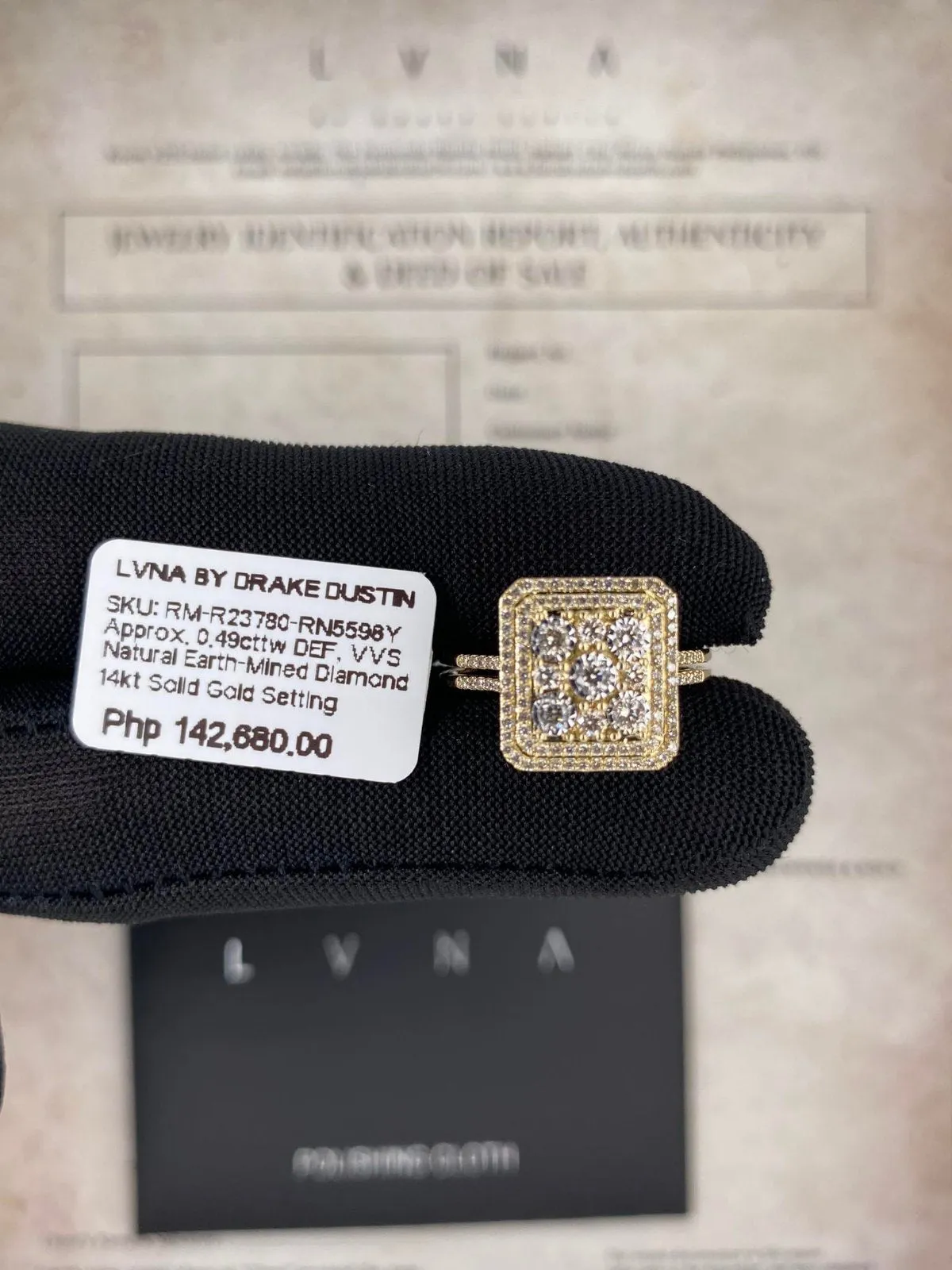 #LVNA2024 | Golden Emerald Halo Paved Diamond Ring 14kt