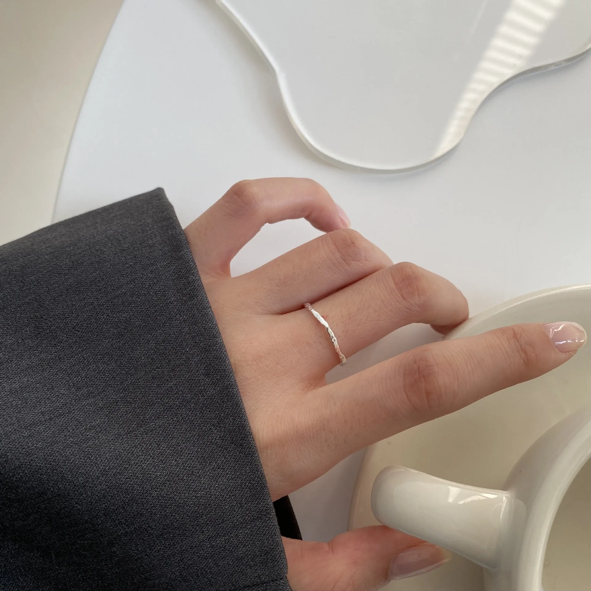 Minimalist Light Texture Plain Ring