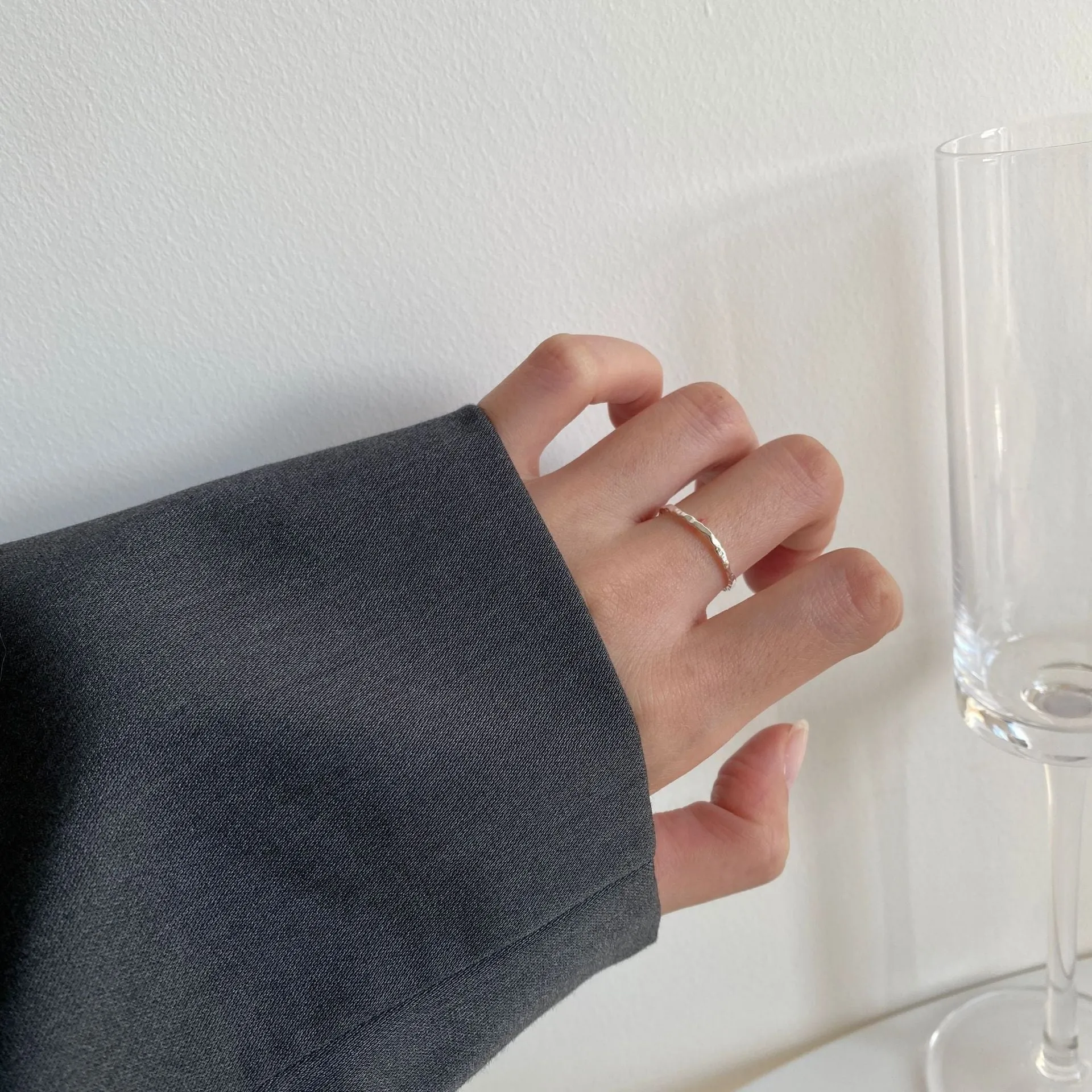 Minimalist Light Texture Plain Ring