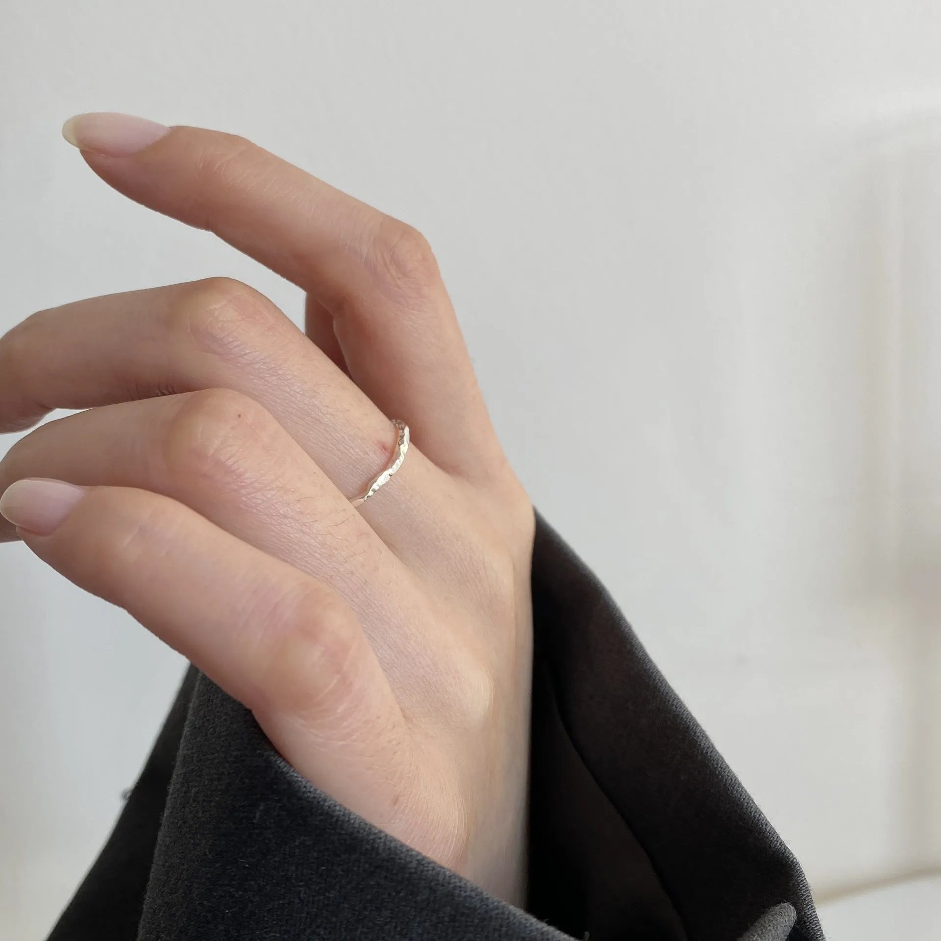 Minimalist Light Texture Plain Ring
