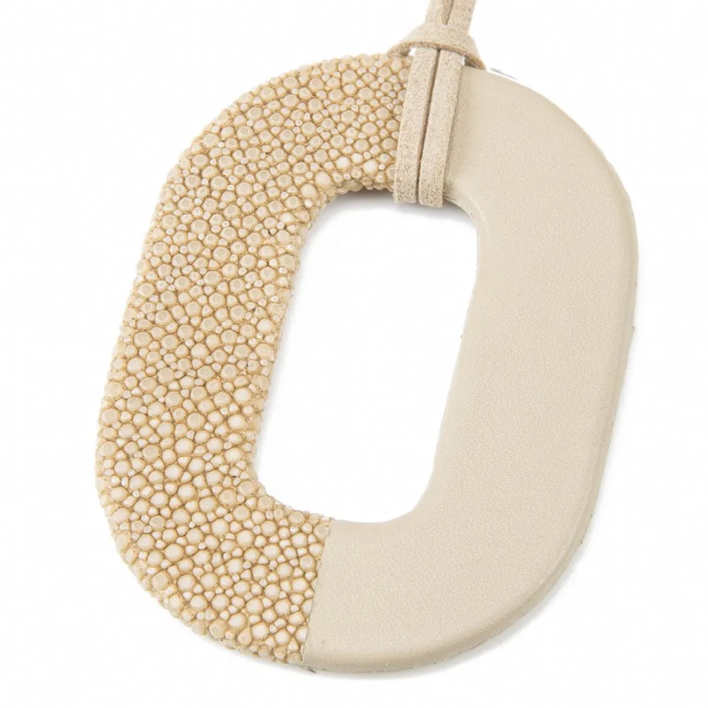 Oval Shagreen And Leather Pendant