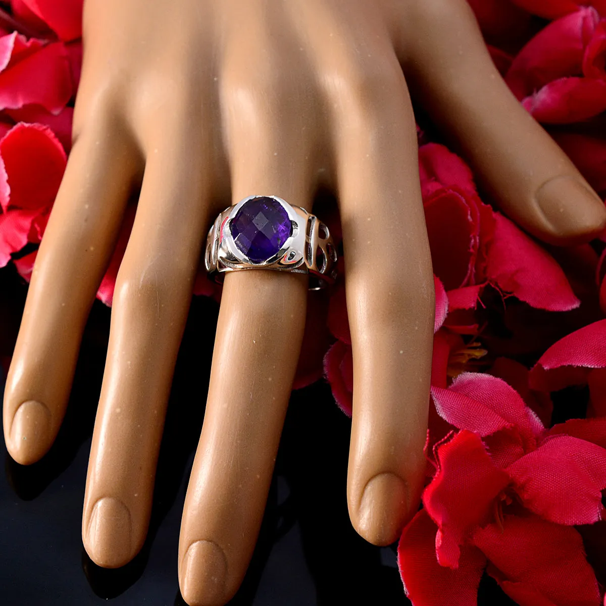 Presentable Gem Amethyst Sterling Silver Rings Best Selling Item