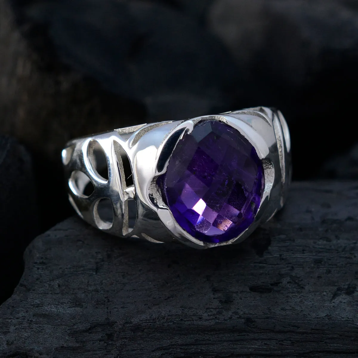 Presentable Gem Amethyst Sterling Silver Rings Best Selling Item