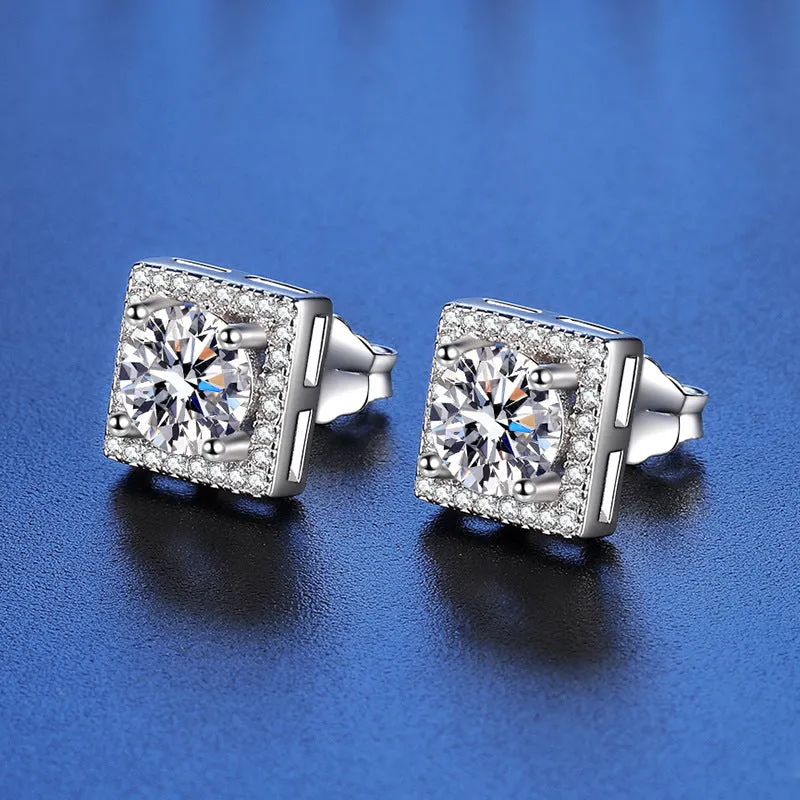 Quadrilateral Moissanite Earrings for Women