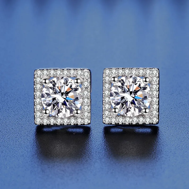 Quadrilateral Moissanite Earrings for Women