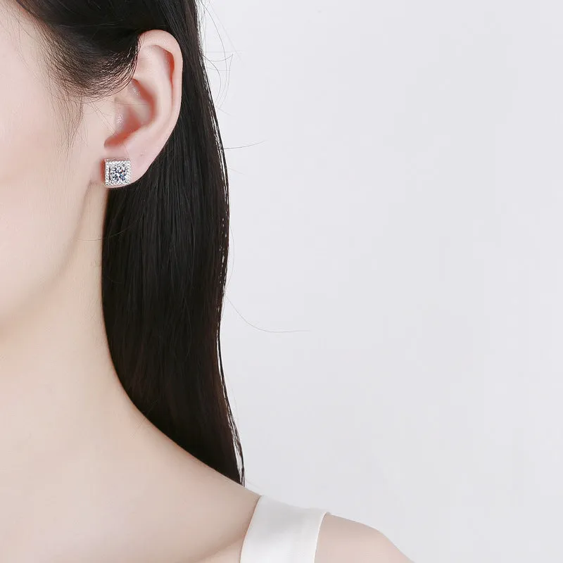 Quadrilateral Moissanite Earrings for Women