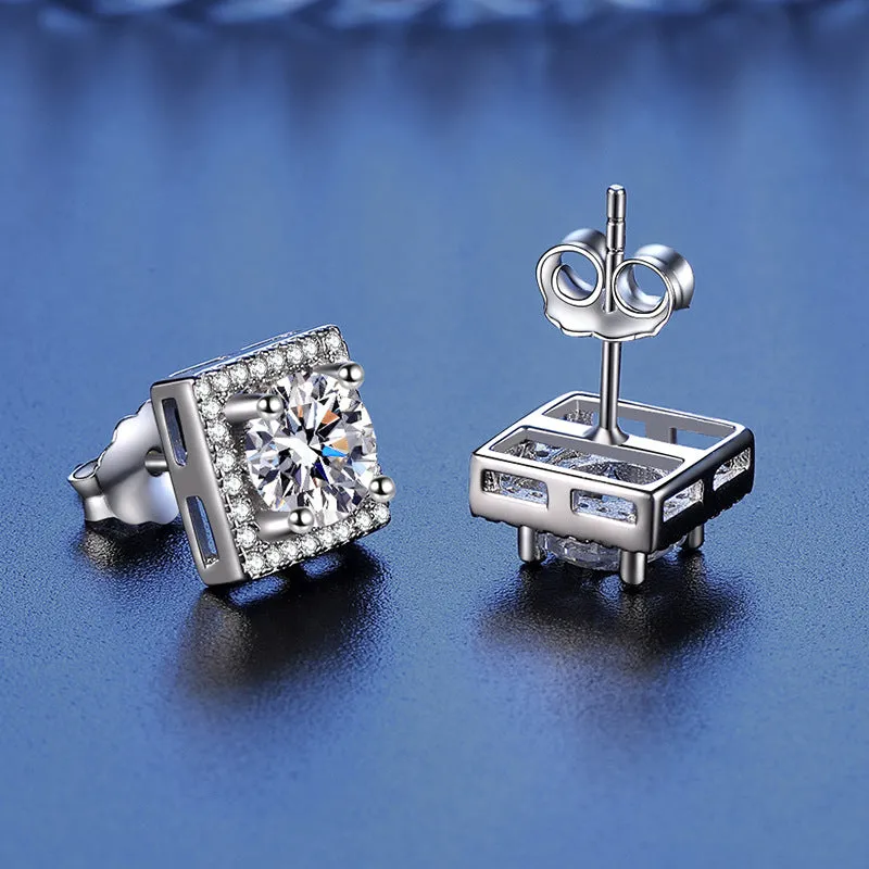 Quadrilateral Moissanite Earrings for Women