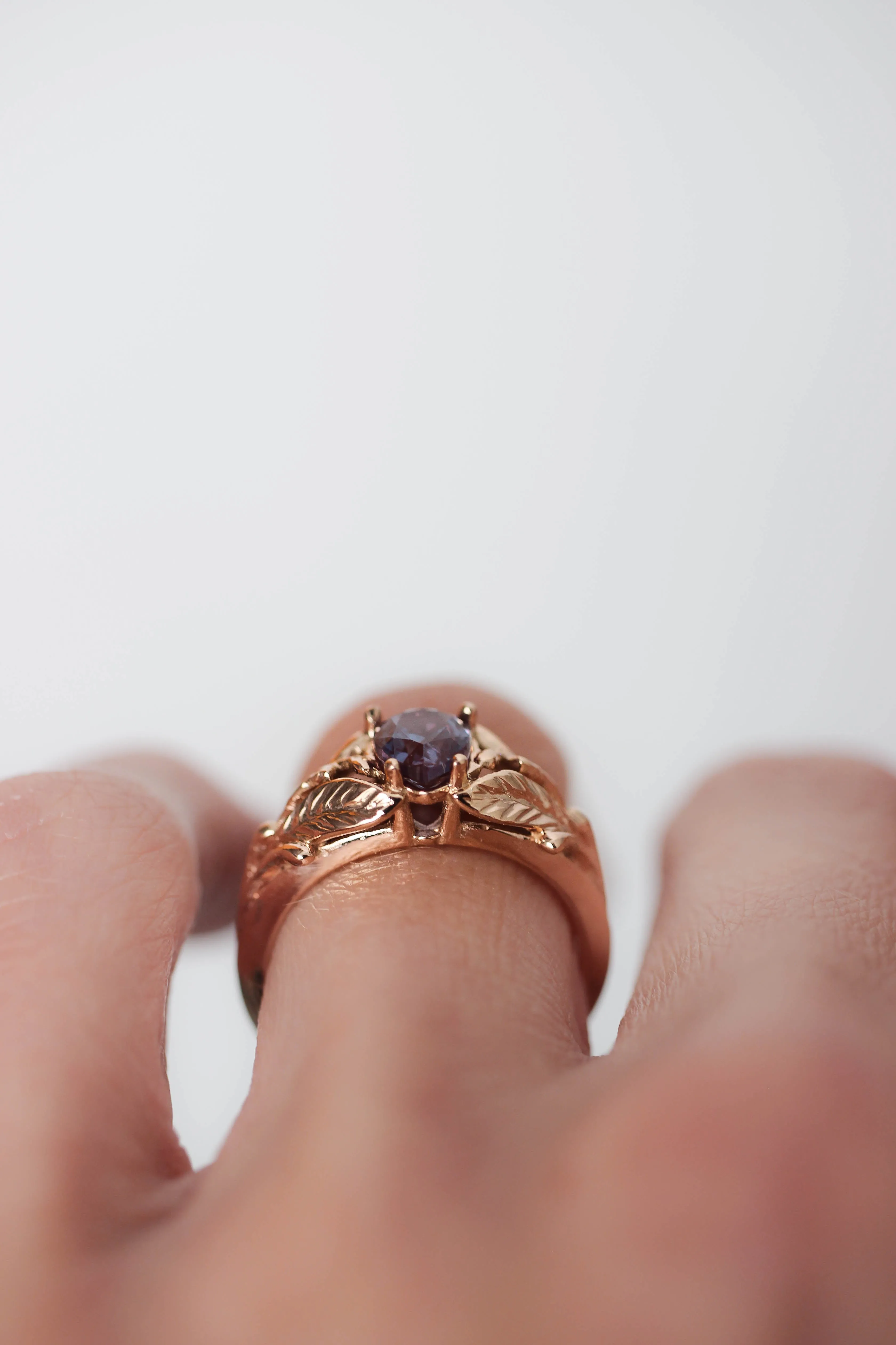 READY TO SHIP: Wisteria in 18K rose gold, pear alexandrite 7x5 mm, RING SIZE - 8 US