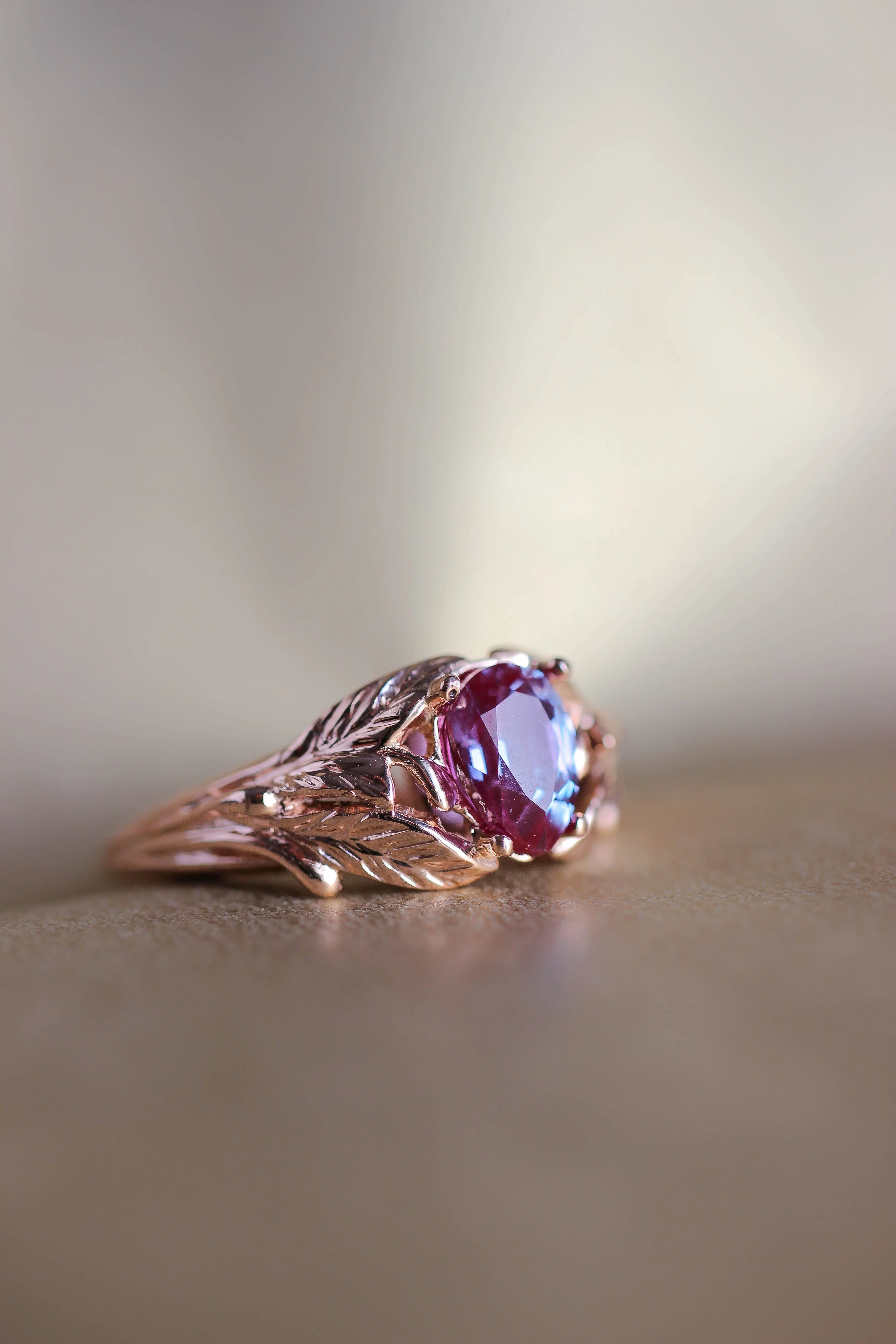 READY TO SHIP: Wisteria in 18K rose gold, pear alexandrite 7x5 mm, RING SIZE - 8 US