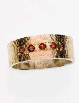 Ring silver gold 9 carats garnets ring for woman