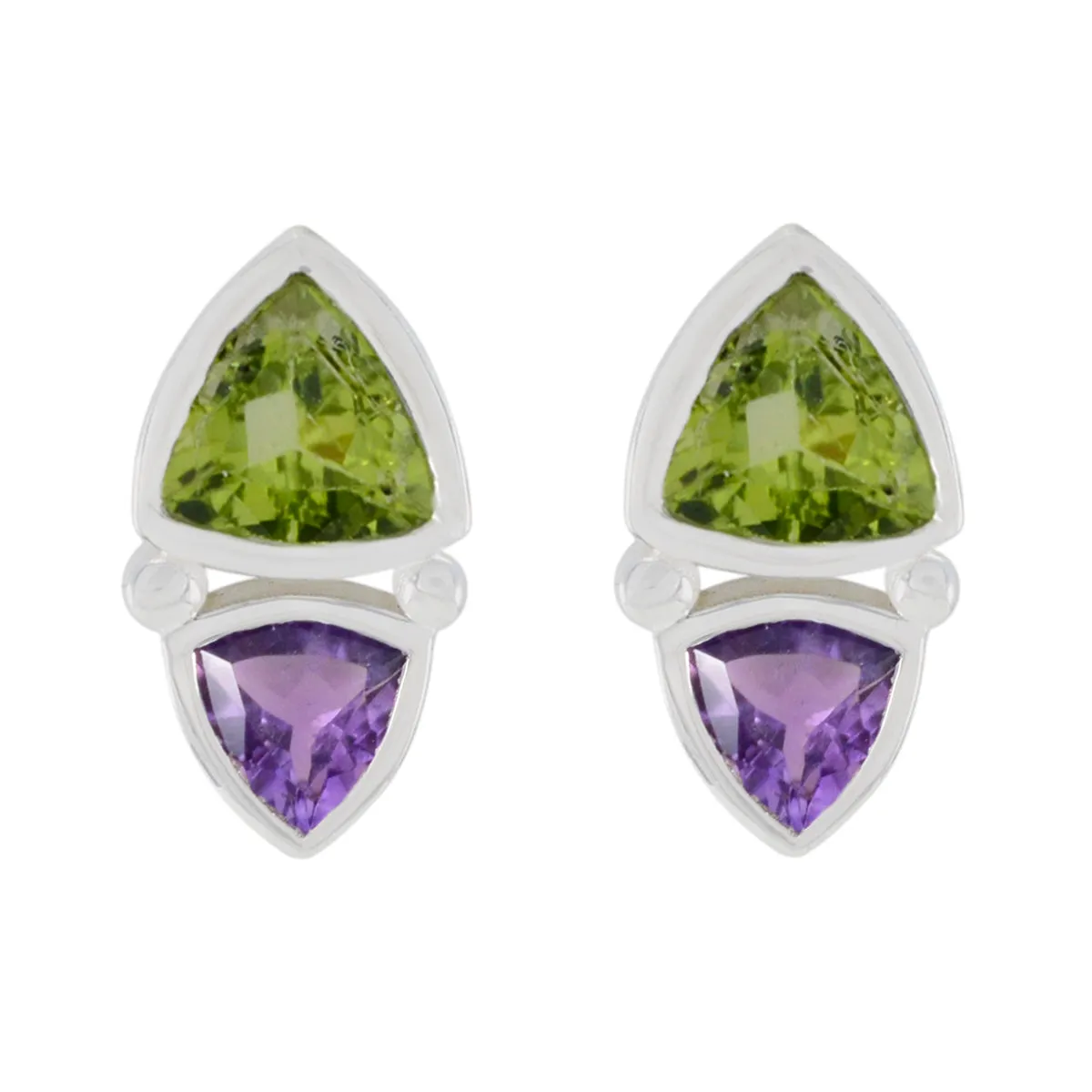 Riyo Artistic Sterling Silver Earring For Girl Multi Earring Bezel Setting Multi Earring Stud Earring