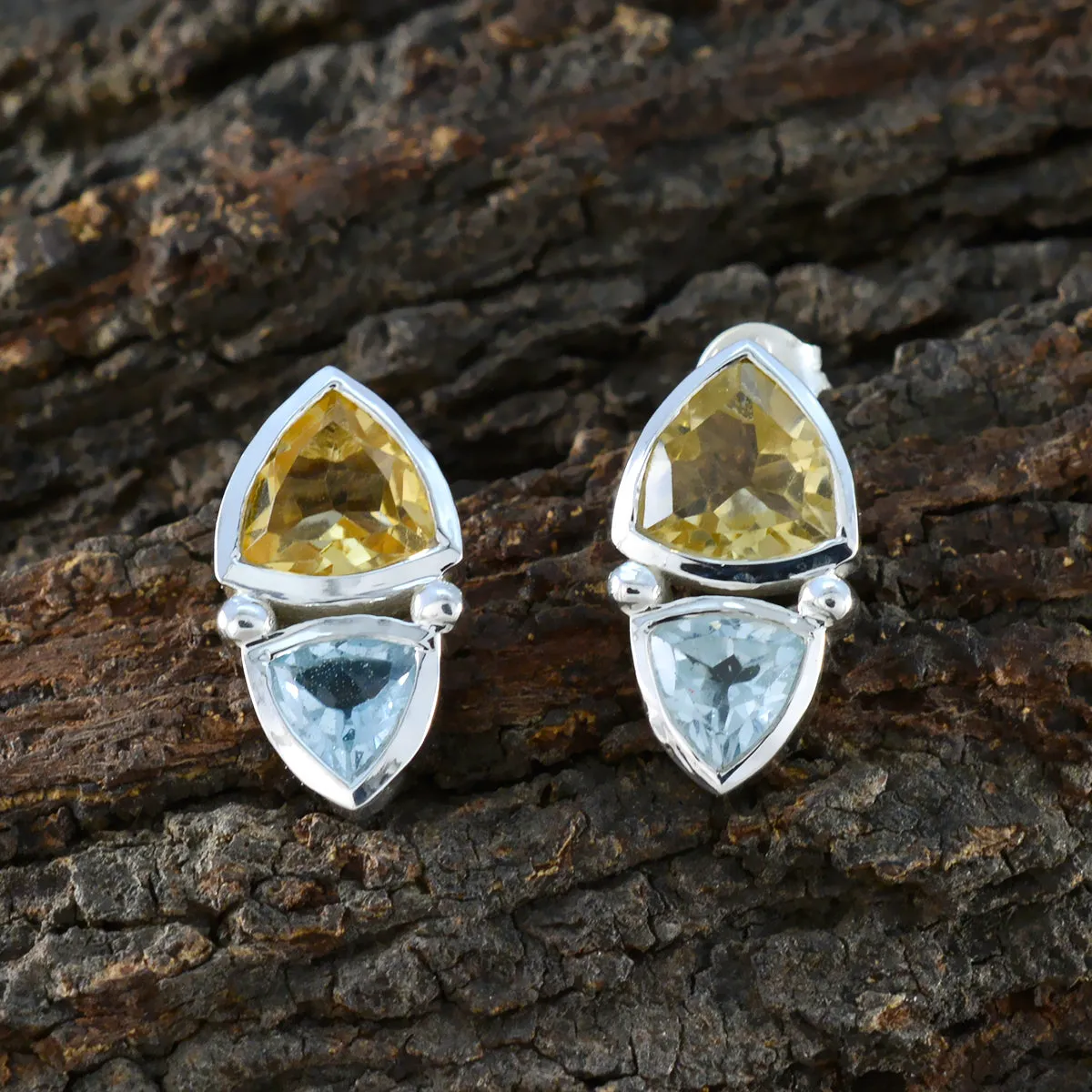 Riyo Easy On The Eye 925 Sterling Silver Earring For Sister Multi Earring Bezel Setting Multi Earring Stud Earring