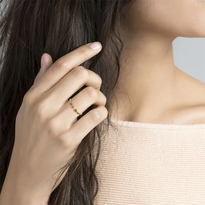 Sterling Silver Gold Coated Tourmaline Ring For Women