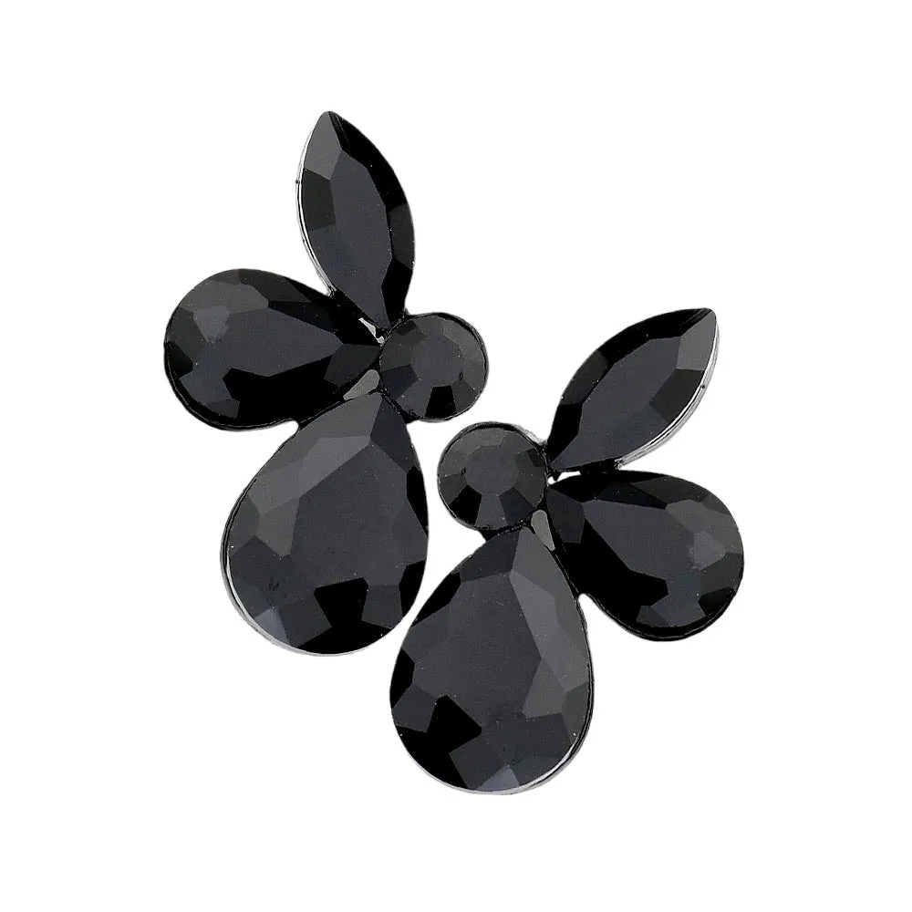 Teardrop Marquise Stone Cluster Evening Earrings