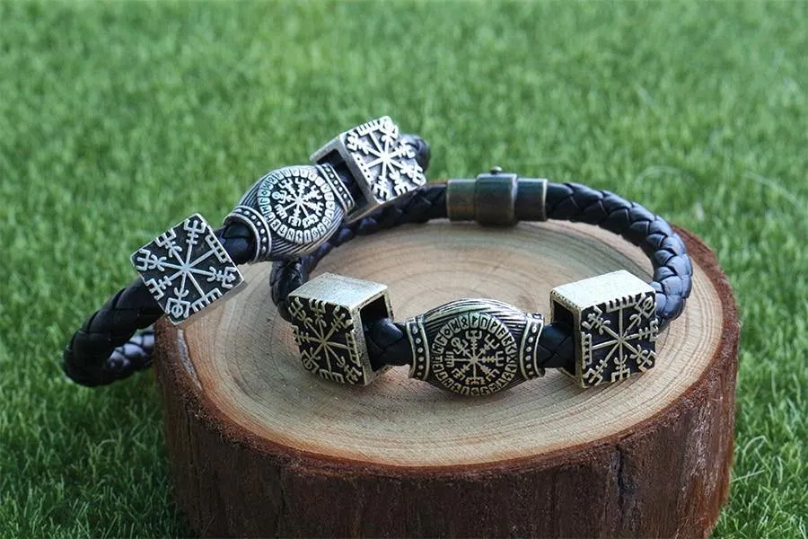 Vegvisir Leather Charm Bracelet
