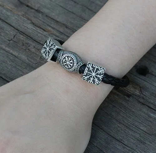 Vegvisir Leather Charm Bracelet