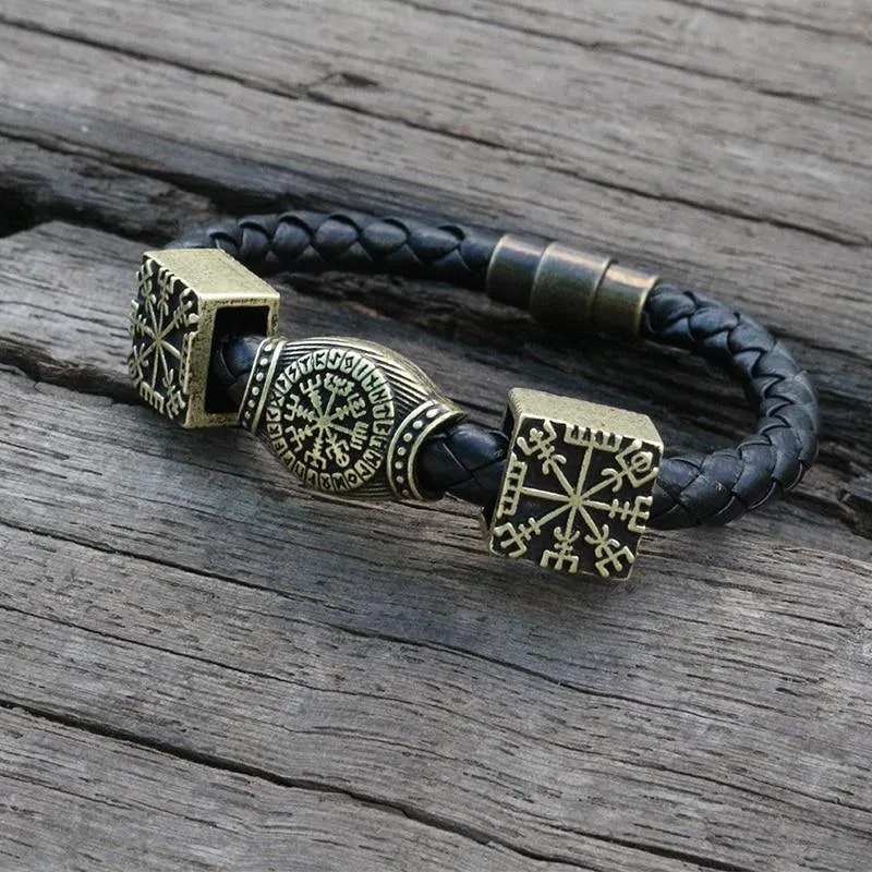 Vegvisir Leather Charm Bracelet