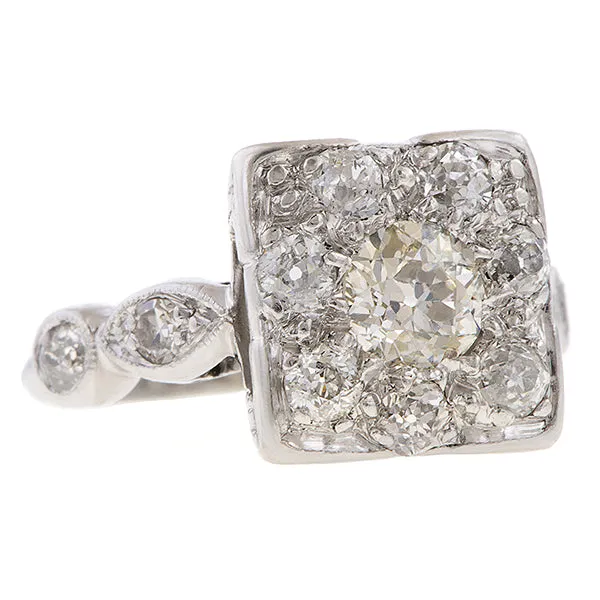 Vintage Diamond Cluster Engagement Ring