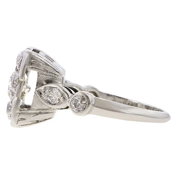 Vintage Diamond Cluster Engagement Ring