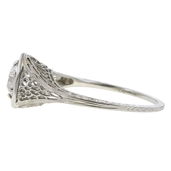 Vintage Filigree Engagement Ring, Old Mine 0.70ct.