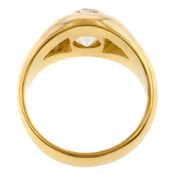 Vintage Gypsy Set Yellow Diamond Ring, Old Mine 2.85