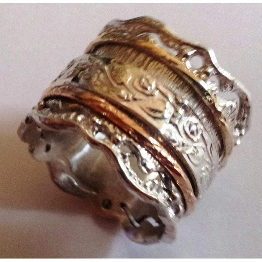 Floral Romantic Fidget Spinner Ring for Women - Elegant Promise Ring